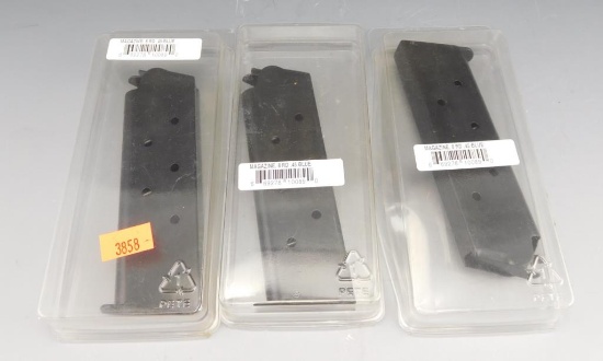 Lot #28 - (3) Kimber 1911 .45 ACP 8 round blued mags (new in plastic, never used)