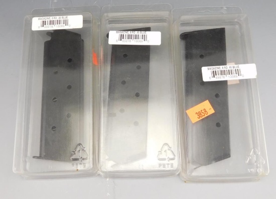 Lot #29 - (3) Kimber 1911 .45 ACP 8 round blued mags (new in plastic, never used)