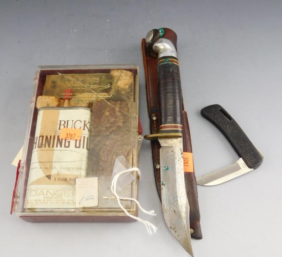 Lot #342 - Buck Knives honing kit, (1) Kershaw folding knife 2 in. blade and (1) Western  Bolder