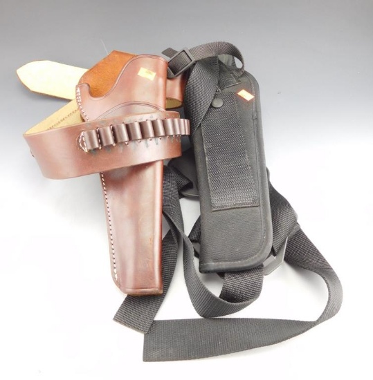Lot #358 - (2) Holster to include; TriTek western leather holster with belt, Uncle Mikes Side