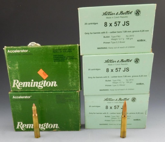 Lot #59 - (2) full boxes Remington 30-06 SPRG accelerators, 55 GR, (3) full boxes of  Sellier and