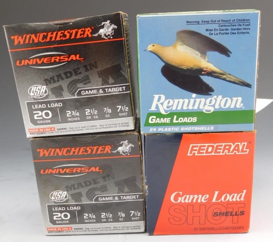 Lot #60 - (+ or – 30) shells of Winchester, 20 GA, 2 ¾ in, 7 ½, (+ or – 15) shells of  Remington