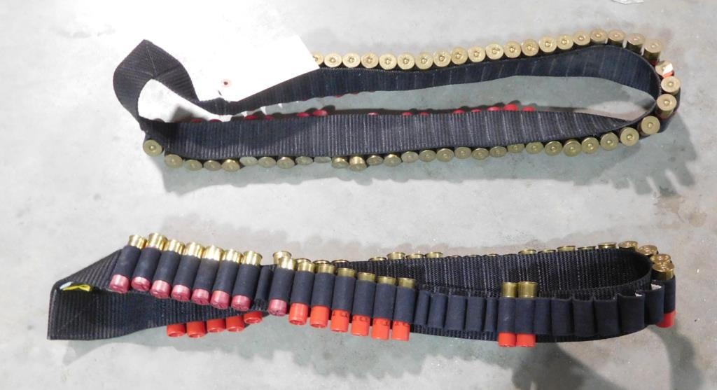 Lot #299 - (2) Ammo Belts with (+ or – 50) rounds 12 GA, 3 in. 4 Buck shot, (+ or – 30) rounds