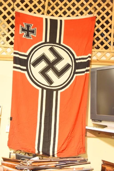 German Nazi battle flag Flag is in good overall condition.  The hoist  of the flag is marked