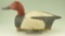 Lot #83 - North Carolina Style Canvasback drake decoy with wooden keel and tack eye (old repair