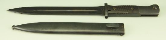 Lot #17 - German M1884/98 III Bayonet (15 ¼”) with metal sheath, Serrated Black Plastic Grips.