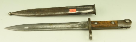 Lot #22 - Unknown Manufacture 14.75” Bayonet, 10” Blade with scabbard. SN# 233030