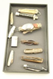 Lot #13A - Flat of (10) knives to include swiss army style, Mil Spec China, etc.