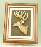 Lot #39 - Framed Resin mold of buck deer  by D. Korora (15” x 18”)