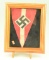 Lot #226 - Small Framed German WW II Swastika pennant in 11” x 9” frame