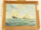 Lot #295 - Framed original Oil on Board of sailing ships signed and dated RKE 1948 (28” x 22”)