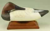 Lot #179 - Upper Bay Preening pose Canvasback drake with decoy stand