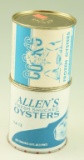 Lot #264 - (2) Oyster Cans: Cooks Oyster Co. Bena, Virginia 12oz oyster can and Allen’s Oysters