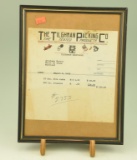 Lot #280 - The Tilghman Packing Co. Tilghman, MD phone # 2101 original Vintage framed receipt