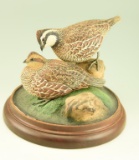 Lot #302 - Don Briddell “The Perfect Place” pair of hand carved Bob-White Quail on habitat base