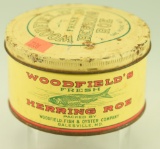 Lot #347 - Vintage Woodfield Fish & Oyster Co. Galesville, MD Fresh Herring Roe tin with matching