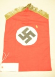 Lot #382 - WWII Era Nazi Germany Podium Banner with Metal Fringe. 13.5” Wide by 21” Tall