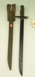 Lot #388 - Japanese Type 30 Bayonet with Scabbard and Leather belt attachment – 15 5/8” Blade.