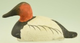 Lot #425 - D.E. Marshall miniature carved canvasback drake signed and dated on underside 1980