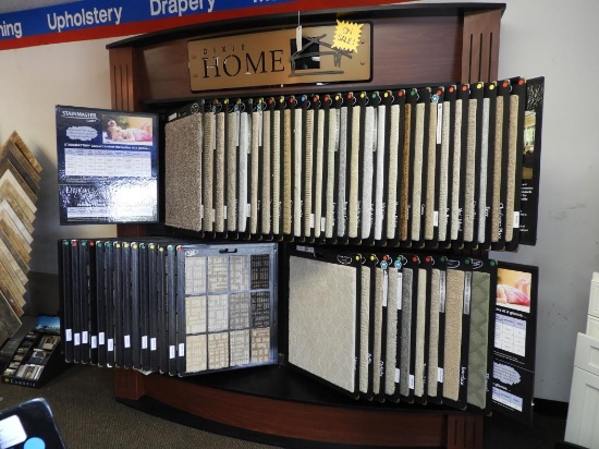 Lot # 4602 - Dixie Home Carpet Display rack with 54 +/- Carpet samples. Rack is 85” tall x 85”