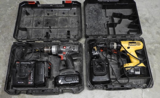 Lot # 4621 - Porter Cable 18V Drill with Charger & 2 Batteries in case, Dewalt 18 Volt Drill with