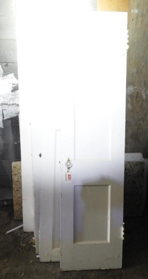 Lot # 4681 - 11 Piece Lot:  8 Antique Doors, 2 Pcs of Marble (56” L x 25”), One Pc of Marble