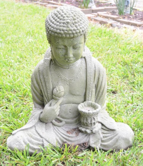 Lot #11 - Concrete buddha garden statuary 14”