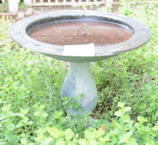 Lot #13 - Small cast iron decorated bird bath “The Morning Gives Promise of a Glorious Day” 20”
