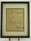 Lot #569B - 1817 Hungers Parrish, Northampton Co. VA, framed letter appointing a reverend to the