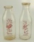 Lot #680 - Two 1 Quart Milk Bottles: #1 is Walkers Folly Farms Melfa, VA Embossed in Red lettering,