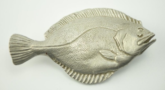 Lot #360 - 5 ½” Pewter Flounder sculpture by Tad Beach