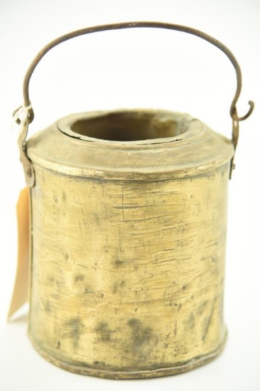 Lot #379 - Late 18th Century/ Early 19th Century brass warmer pale with cast iron handled and
