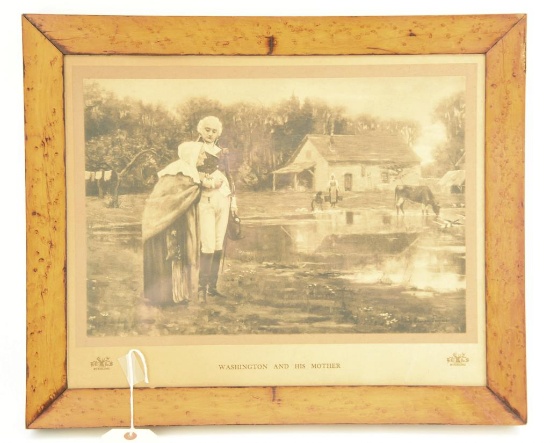 Lot #395 - “Washington and His Mother” framed lithograph signed Fournier (18” x 22” in Birdseye