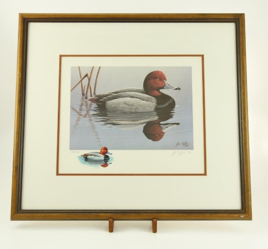 Lot #684 - Drake Canvasback L/E Signed & Numbered #139/500 Print. Signed by Jim Taylor. Dated