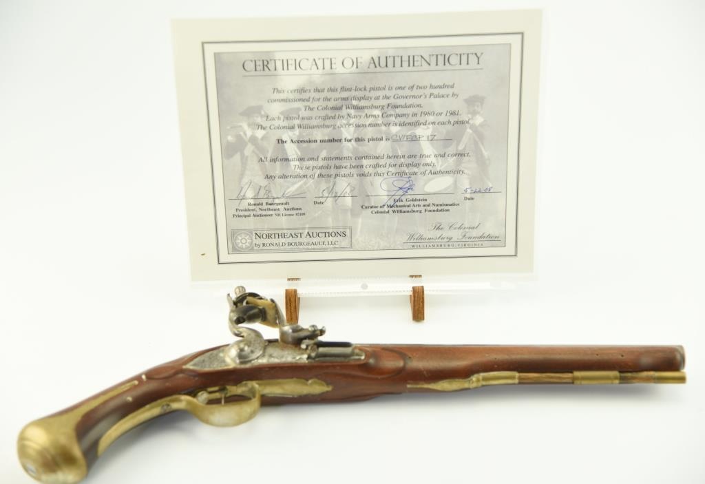 Lot #445 - Navy Arms Co Colonial Williamsburg reproduction flint lock used  for the Colonial | Guns & Military Artifacts Flintlocks | Online Auctions |  Proxibid