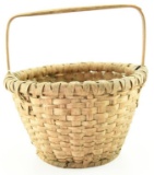 Lot #377 - (2) Primitive split Oak buttocks baskets: one with Oak handle and Oak stringer supports