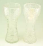 Lot #406 - Pair if beautiful 12” cut crystal flower vases