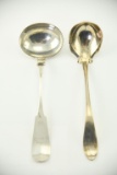 Lot #416 - (2) 19th Century coin silver ladles: James Hatte 10” ladle, W. Faber and Sons