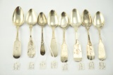 Lot #421 - (8) 19th Century Coin silver spoons: H.C. Webster & Co. Providence, RI, Hotchkiss and