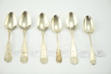 Lot #425 - 6 Monogrammed Coin Silver Spoons to include: Three Farrington & Honeywell, Boston,