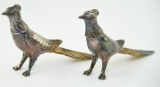 Lot #438 - Pair of figural plated silver Pheasant salt and peppers 4”