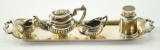 Lot #443 - English Hallmarked silver 6pc miniature tea set with 6” serving tray (mini covered