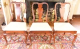 Lot #449 - Set of (6) Contemporary Mahogany Queen Anne dining chairs (2) arm chairs