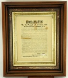 Lot #456 - Framed original Proclamation to the People of Accomack and Northampton Counties, VA