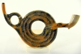 Lot #463 - Late 18th Century Prattware snake pipe, formed as coiled snake with head holding bowl
