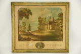 Lot #473 - Framed 19th Century engraving of Mount Vernon in oil colors by F. Collins (some water