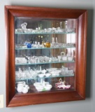 Lot #498 - Framed Walnut shadowbox with glass back and four internal glass shelves (26 x 30)