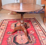 Lot #503 - Large Mahogany antique tri-fed tilt top table with bird cage (repair to one leg)
