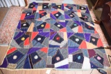 Lot #527 - Beautiful antique floral patchwork crazy quilt made by Maude Lewis (in the Virginia