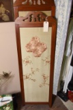 Lot #532 - Three section oriental style Walnut room divider with carved top hand made in Bridge